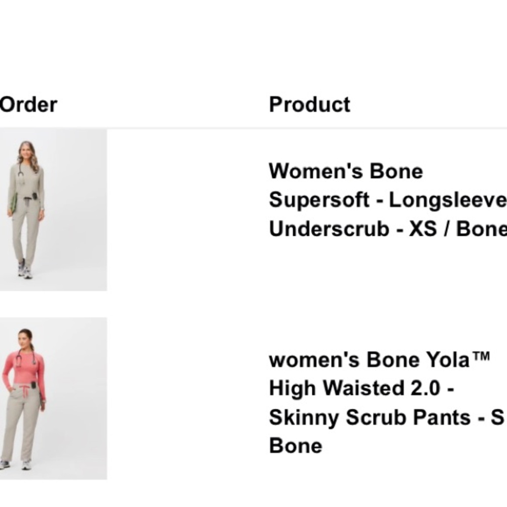 Women’s FIGS Longsleeve Underscrub & Scrub Pants 
TOP: Size XS | BOTTOMS: Size S